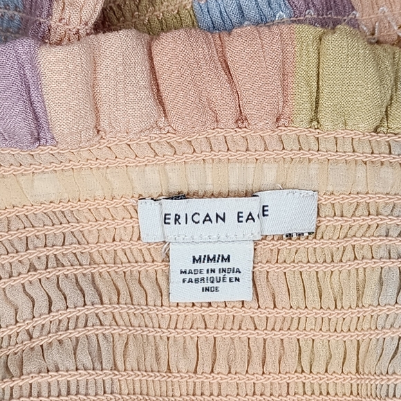 AMERICAN EAGLE Pastel Rainbow Smocked Ruffle Mini Dress, size M - Picture 5 of 7